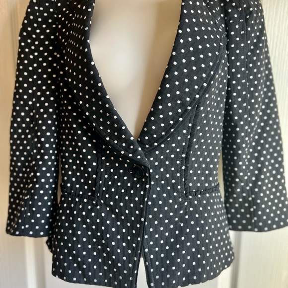 White House Black Market Black with White Polka Dot Jacket - Picture 2 of 8